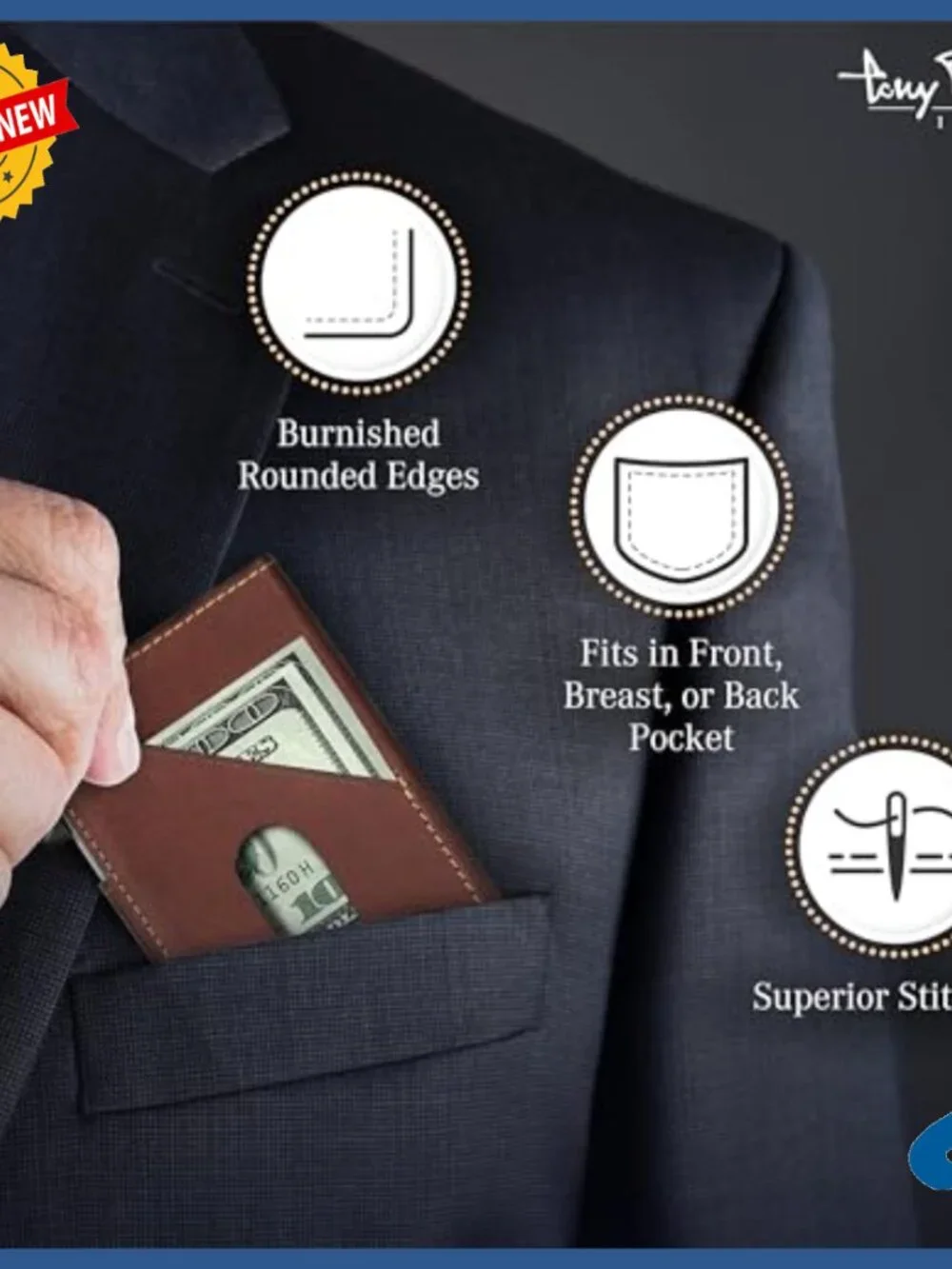 Men's Slim RFID Wallet Italian Leather Quick Access Pop-Up Card Slider